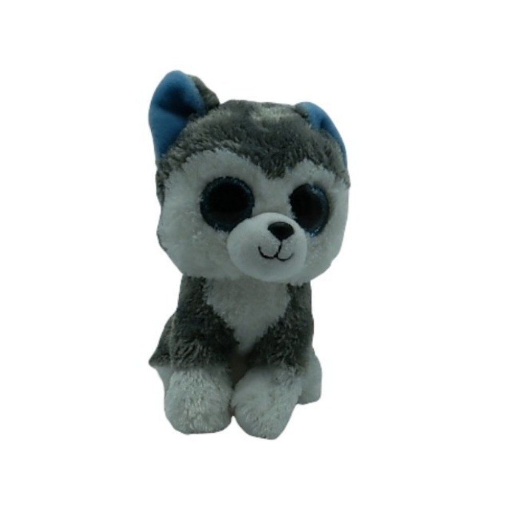 TY Beanie Boos dog Husky plush Slush puppy blue sparkly eyes 100%‎ Silk 6" tall
